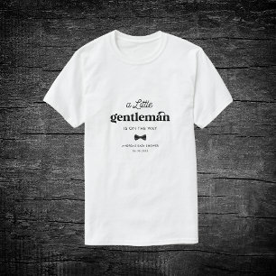 Camiseta Chá de fraldas Retro Cavalheiro Negro Branco