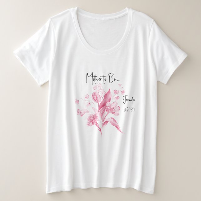 Camiseta Chá de fraldas Rosa de Mãe a Ser Rapariga (Frente do Design)