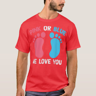 Camiseta Chá de fraldas Rosa Ou Azul Nós Te Amo Sexo Bonito