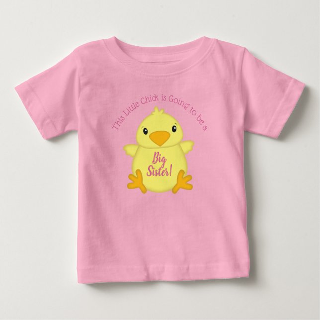 Camiseta Chá de fraldas rosa pintinho (Frente)