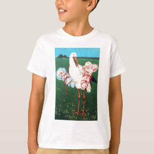 Camiseta CHÁ DE FRALDAS TWIN, cor-de-rosa, azul-lacre