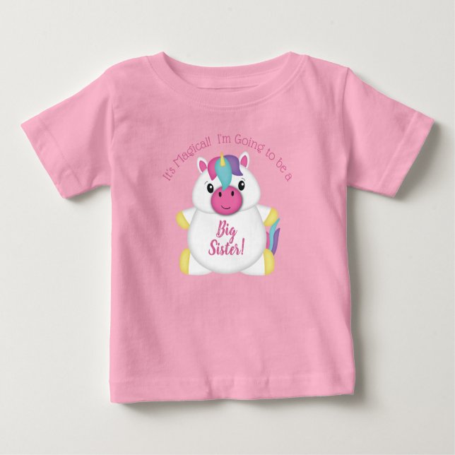 Camiseta Chá de fraldas Unicorn Rosa (Frente)