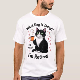 Camiseta Chá de Gato Aposentado Engraçado Humor Relaxado