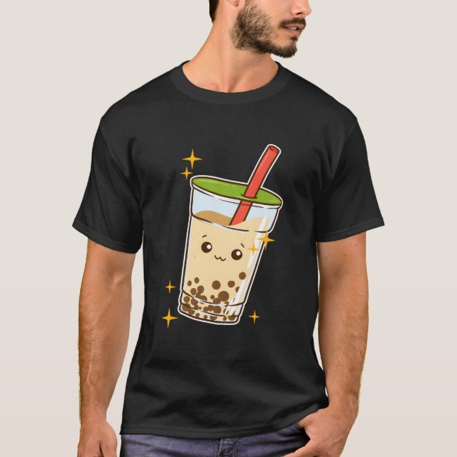 Camiseta Chá de Leite Kawaii Bubble Tea Tapioca (Frente)