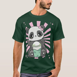 Camiseta Chá De Leite Preto E Urso-Cinto De Panda Bebendo P