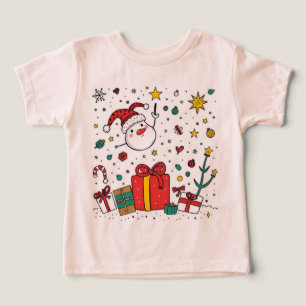 Camiseta chá de Natal fofo personalizado para bebês