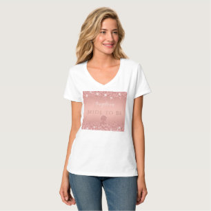 Camiseta Chá de Noiva Elegante Rosa Dourado Luxuoso Brilho