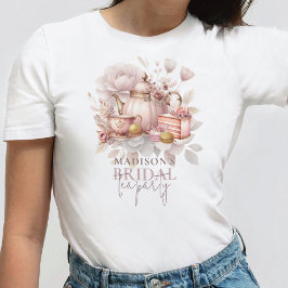 Camiseta Chá de Noiva Personalizado em Aquarela Rosa Empoei