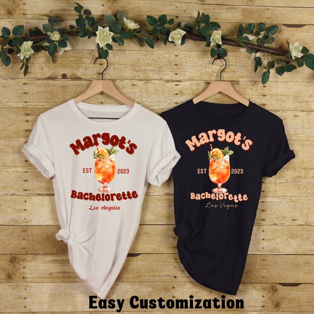 Camiseta Chá de panela Festa de solteira Coquetel Retro (Criador carregado)