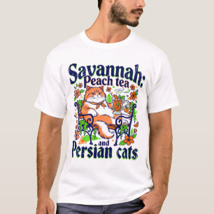 Camiseta Chá de Pêssego de Savannah e Gatos Persas