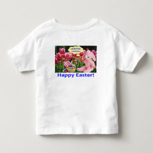 Camiseta chá infantil. Felz pascoa alpaca/coelho