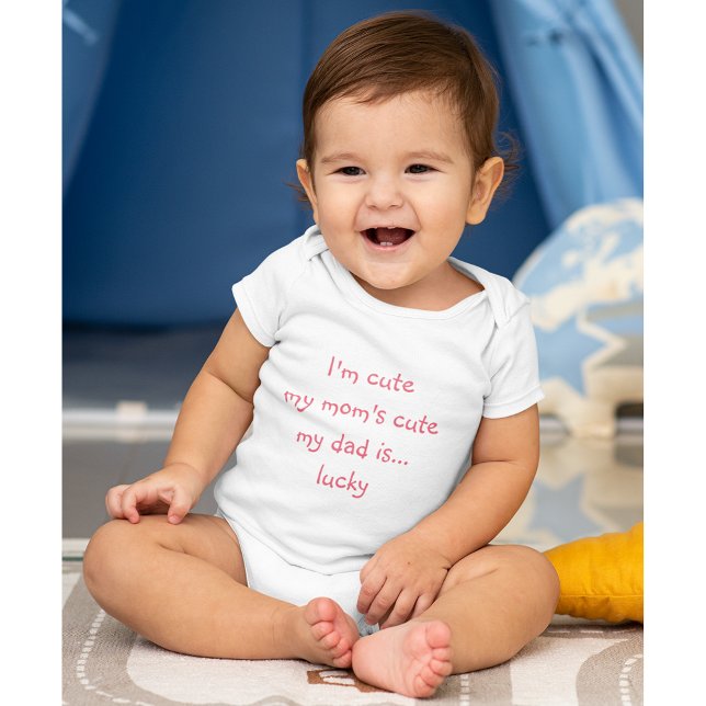Camiseta Chá mães Pai Feliz, Engraçado, Novato (Moms Cute Dad Lucky Funny Newborn Boy Girl Shower Baby Bodysuit)