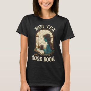 Camiseta Chá quente e um bom leitor de livros Cal