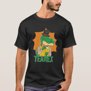 Camiseta Chá Rex Dino Fofo Xícara de Chá Folhas Tempo - Chá