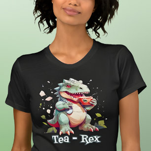 Camiseta Chá - Rex Dinossaur - Bebendo Tea