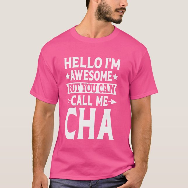 Camiseta Cha Surname Me Chame De Sobrenome Da Equipe Da Fam (Frente)