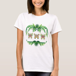 Camiseta Chá Tropical para ela com borboletas Florais