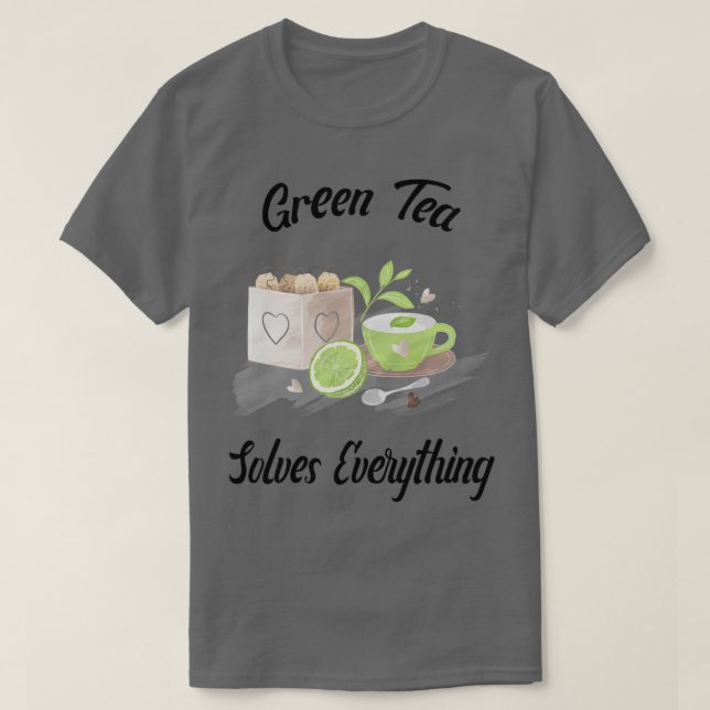 Camiseta Chá verde resolve tudo Chá de chá Teabag (Frente do Design)