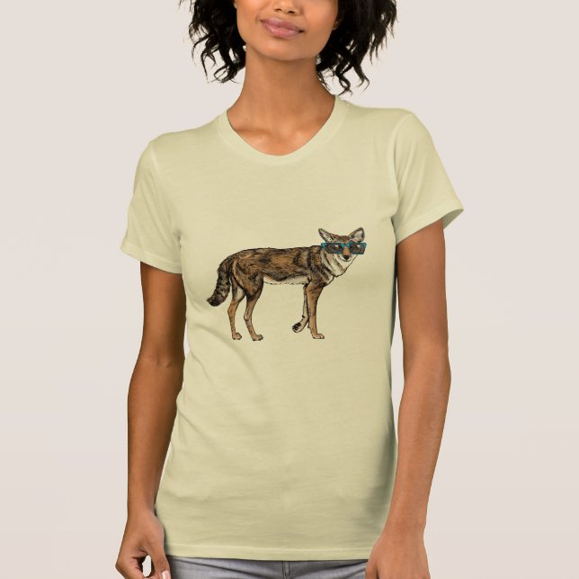 Camiseta Chacal engraçado do hipster com óculos de sol (Frente)