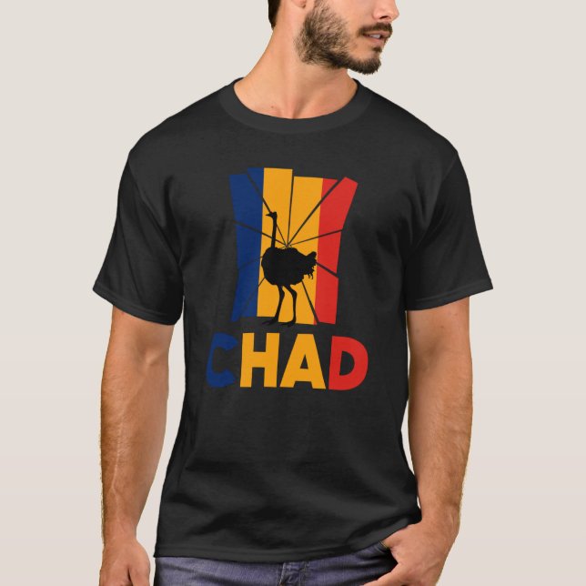 Camiseta Chad Chadian Chad Flag Ostrich Animal Silhouette (Frente)