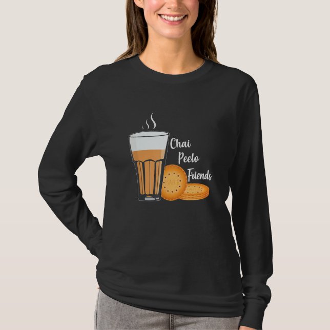 Camiseta Chai Peelo Amigos Funny Hinidi Meme Chai Tea Bisc (Frente)