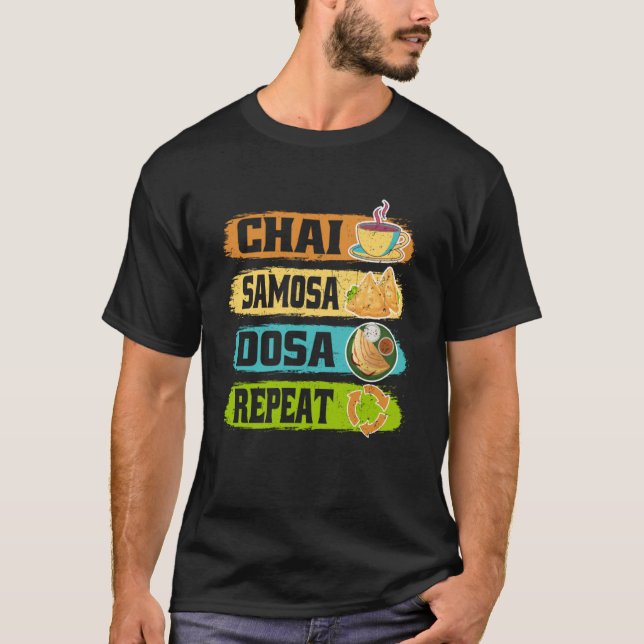 Camiseta Chai Samosa Dosa Repete Tea Costume Tea (Frente)