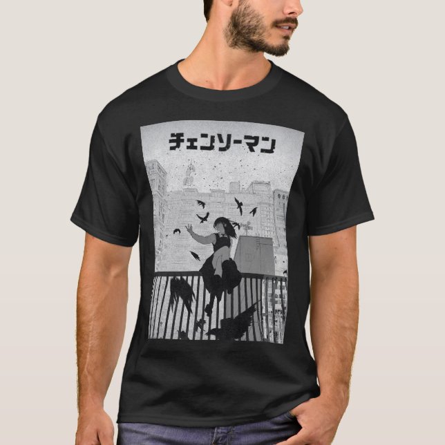 Camiseta Chainsaw Reze – Dark Anime Cityscape Illustration (Frente)