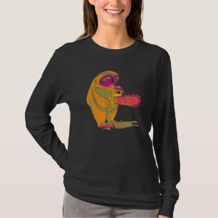 Camiseta Chainsaw Vaporwave Retro 80s Art Creepy Animal Slo
