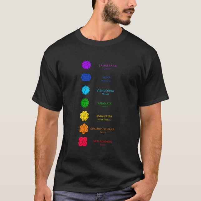 Camiseta chakra 101 explicação chakras Meditação yoga (Frente)
