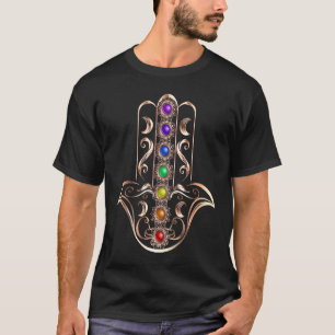 Camiseta Chakra Hamsa Mão Yoga Meditação Mulheres Espiritua