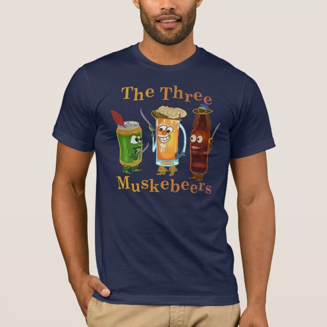 Camiseta Chalaça engraçada da cerveja de três Muskebeers (Frente)