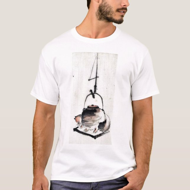 Camiseta Chaleira de chá Ukiyoe do texugo (Frente)