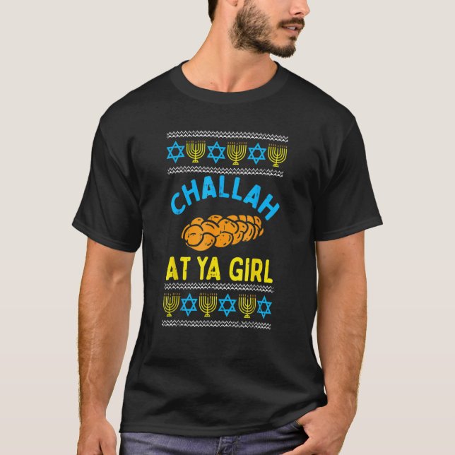 Camiseta Challah Feio de Hanukkah Combinando Com a Sua Garo (Frente)