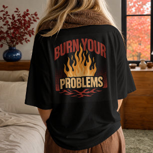 Camiseta Chama Retro Queime Seus Problemas