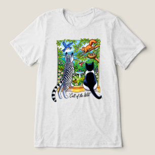 Camiseta Chamada da Natureza Janela do Jardim dos Gatos Sel
