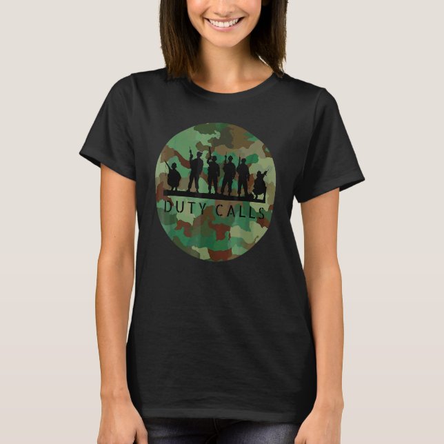 Camiseta Chamada de Direitos de Figuras de Soldado de Camuf (Frente)
