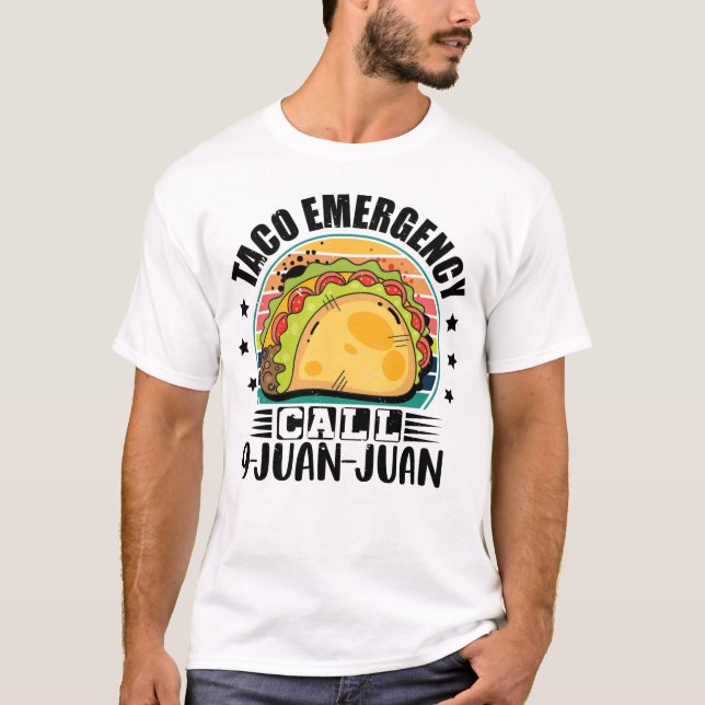 Camiseta Chamada de Emergência do Taco 9 Juan Cinco De Mayo (Frente)