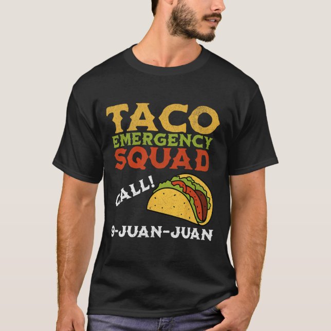 Camiseta Chamada de Emergência do Taco 9 Juan Funny Cinco d (Frente)