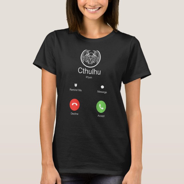 Camiseta Chamada De Morte Do Monstro Cthulhu Mitos Gótico C (Frente)