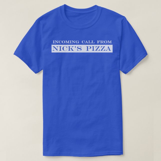 Camiseta chamada recebida de nicks pizza (Frente do Design)