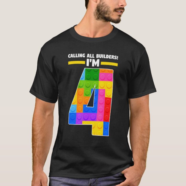 Camiseta Chamando todos os construtores... sou o 4... Brick (Frente)