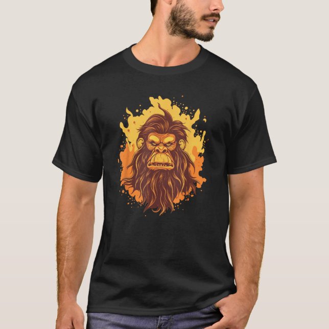 Camiseta Chamas com Neanderthaler para a face do macaco (Frente)