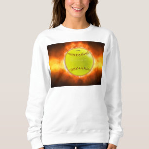 Camiseta Chamas de bola de fogo de softball amarelo do Slip