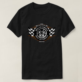 Camiseta Chamas de Carro Esportivo Bandeira com Roda Verifi