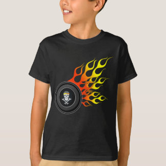Camiseta Chamas de Roda do Crânio de Corrida