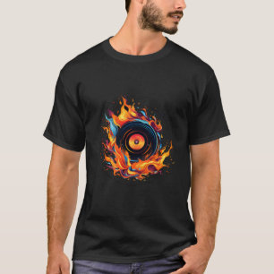 Camiseta Chamas De Vinil Para Amantes Legal De Discos Music