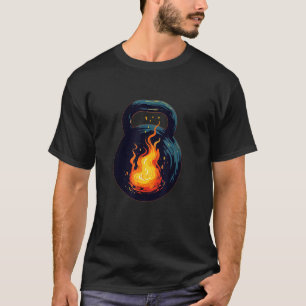 Camiseta Chamas e Fogo olham com Kettleball para Amantes do