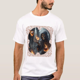 Camiseta Chamas Góticas, a guardiã dos dados queimados.