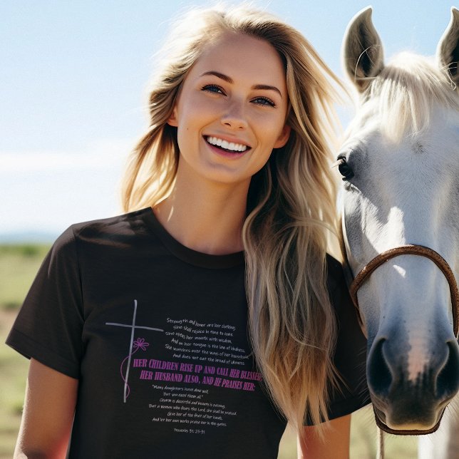 Camiseta CHAME-A DE BONITA Mãe Esposa Proverbs 31 Escritura (Criador carregado)