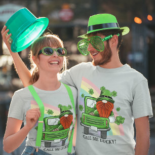 Camiseta Chame-me Lucky Irish Gnomo Unisex